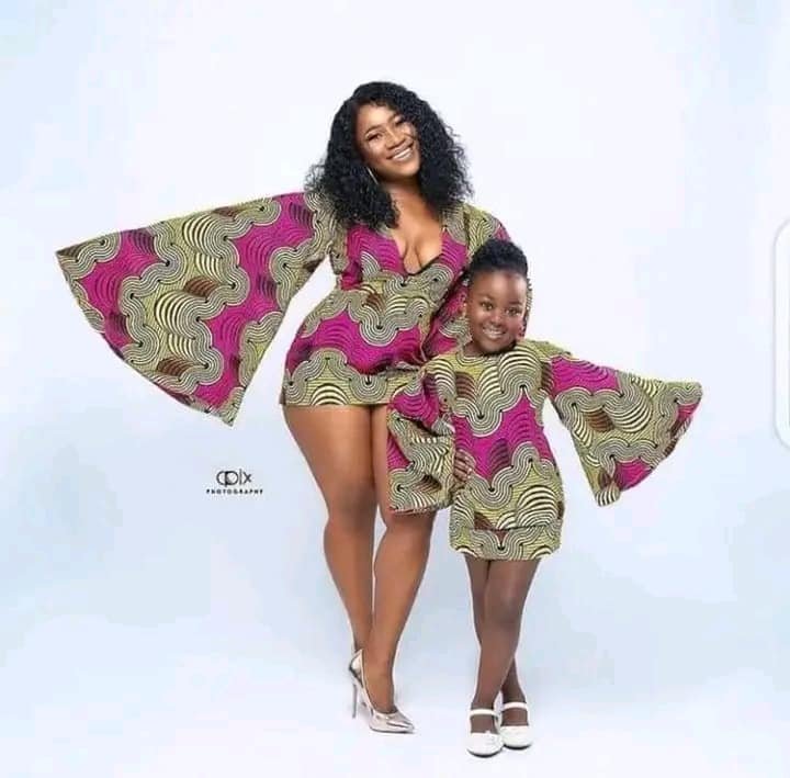 Short ankara gown for mother and daughter